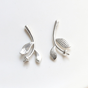 Brass Leaf Head Pins, for Baroque Pearl Making, Platinum, 20x11mm