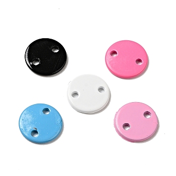 Spray Painted 201 Stainless Steel Connector Charms, Flat Round, Mixed Color, 8x1mm, Hole: 1.2mm
