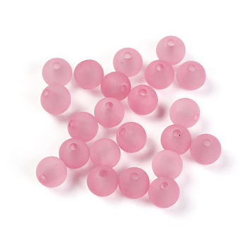 Transparent Acrylic Ball Beads, Frosted Style, Round, Pearl Pink, 6mm, Hole: 1mm
