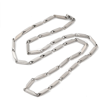 201 Stainless Steel Rectangle Bar Link Chain Necklace, Stainless Steel Color, 21.54 inch(54.7cm)