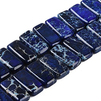 Natural Imperial Jasper Beads Strands, Dyed, Rectangle, Dark Blue, 20.5x10.5x6mm, Hole: 1.1mm, about 20pcs/strand, 8.07 inch(20.5cm)