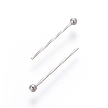 304 Stainless Steel Ball Head Pins, Stainless Steel Color, 14x0.5mm, 24 Gauge, Head: 1.6mm