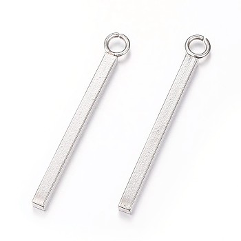 304 Stainless Steel Pendants, Rectangle/Bar, Stainless Steel Color, 18x1.5x1.5mm, Hole: 2mm