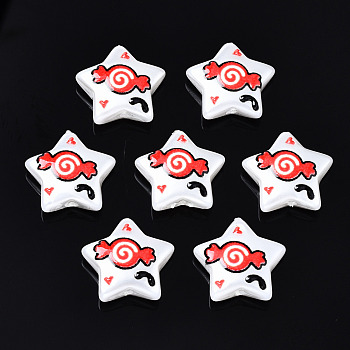 3D Printed ABS Plastic Imitation Pearl Beads, Star, Red, 13x14x4.5mm, Hole: 0.6~1mm