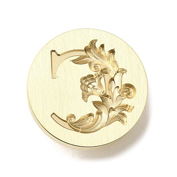 Wax Seal Brass Stamp Heads, Flower Letter Series, Golden, Letter C, 25.5x14mm, Hole: 7mm