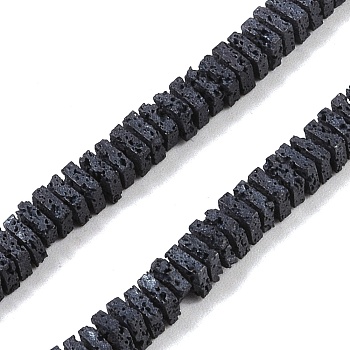Frosted Natural Lava Rock Beads Strands, Square, 3x3x1.5mm, Hole: 1mm, about 258pcs/strand, 15.94''(40.5cm)