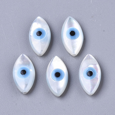 12mm DeepSkyBlue Horse Eye White Shell Beads