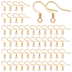 100Pcs 316 Surgical Stainless Steel French Earring Hooks, Flat Earring Hooks, Ear Wire, with Horizontal Loop, Real 18K Gold Plated, 15x16mm, Hole: 2mm(STAS-UN0058-63)