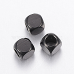 304 Stainless Steel Beads Ion Plating(IP), Cube, Electrophoresis Black, 3x3x3mm, Hole: 2mm(STAS-F136-01-3x3mm)
