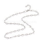 Non-Tarnish 304 Stainless Steel Coffee Bean Chain Necklaces, with Lobster Claw Clasps, Stainless Steel Color, 16.3 inch(41.4cm)(NJEW-O123-01P)