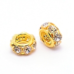 Alloy Crystal Rhinestone Beads, Rondelle, Golden, 13.5x7mm, Hole: 6.5mm(PALLOY-WH0081-52A-01)