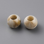 Acrylic European Beads, Imitation Shell Color, Large Hole Beads, Rondelle, Seashell Color, 12x9mm, Hole: 6mm(OACR-WH0028-18C)