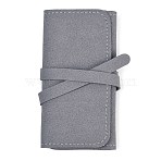 Microfiber Jewelry Rolls for Rings Earrings Bracelets Necklaces, Rectangle, Gray, 12x7x1.6cm(TP-D004-02A)