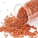 TOHO Round Seed Beads, Japanese Seed Beads, (PF562) PermaFinish Burnt Orange Metallic, 15/0, 1.5mm, Hole: 0.7mm, about 3000pcs/bottle, 10g/bottle(SEED-JPTR15-PF0562)