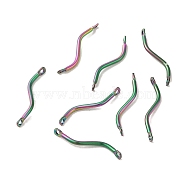 Ion Plating(IP) 304 Stainless Steel Links Connector Charms, Twisted Bar, Rainbow Color, 20x2.5x3.5mm, Hole: 1.2mm(STAS-Q323-13MC)