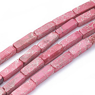 Natural Imperial Jasper Beads Strands, Cuboid, Dyed, Old Rose, 13~13.5x4.2~4.5x4.2~4.5mm, Hole: 1.2mm, about 30pcs/strand, 15.5 inch~16.1 inch(39.5~41cm)(G-L515-01B)
