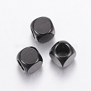 304 Stainless Steel Beads, Cube, Electrophoresis Black, 3x3x3mm, Hole: 2mm(STAS-F136-01-3x3mm)