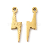 Ion Plating(IP) 316L Surgical Stainless Steel Pendants, Lightning Bolt Charm, Textured, Real 18K Gold Plated, 15.7x4.5x1.3mm, Hole: 1.2mm(STAS-H213-01G)