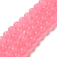 Dyed Natural White Jade Round Bead Strands, Grade A, Hot Pink, 8mm, Hole: 1mm, about 50pcs/strand, 15 inch(G-J285-04)