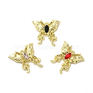 Spray Painted Alloy Micro Pave Cubic Zirconia Pendants, Butterfly Charm, Golden, 21x21.5x3.5mm, Hole: 1.5mm(PALLOY-O001-10G)