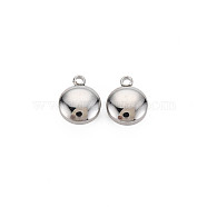 304 Stainless Steel Charms, Flat Round, Stainless Steel Color, 10x8x4.5mm, Hole: 1.4mm(STAS-N097-149P)
