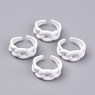 Spray Painted Alloy Cuff Rings, Open Rings, Cadmium Free & Lead Free, Curb Chain Shape, White, US Size 8 1/4(18.3mm)(RJEW-T011-25-RS)