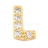 Rack Plating Brass Micro Pave Cubic Zirconia Cabochons, Cadmium Free & Lead Free, Long-Lasting Plated, Real 18K Gold Plated, Letter L, 6x4x2mm(KK-F874-04G-L)