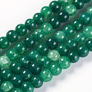 Crackle Glass Beads Strands, Imitation Agate, Round, Green, 8~8.5mm, Hole: 1.4~1.5mm, about 49~51pcs/strand, 14.6 inch~15 inch(37.2~38.2cm)(CCG-L002-B-20)