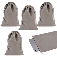 Velvet Cloth Drawstring Pouches, Jewelry Bags, Rectangle, Slate Gray, 34.8x24.6cm(TP-WH0015-09B)
