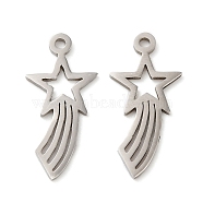 201 Stainless Steel Pendants, Star Charm, Stainless Steel Color, 21x10x1mm, Hole: 1.4mm(STAS-A084-11P)