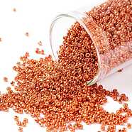 TOHO Round Seed Beads, Japanese Seed Beads, (PF562) PermaFinish Burnt Orange Metallic, 15/0, 1.5mm, Hole: 0.7mm, about 3000pcs/bottle, 10g/bottle(SEED-JPTR15-PF0562)