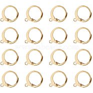 304 Stainless Steel Leverback Earring Settings, with Loop, Golden, 14.5x12mm, Hole: 1mm, Pin: 0.8x1mm, 50pcs/box, Square Plastic Bead Storage Container: 6.8x5.2x1.1cm(STAS-PH0018-33G)