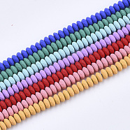Spray Painted Non-magnetic Synthetic Hematite Beads Strands, Faceted, Flat Round, Mixed Color, 6x3mm, Hole: 1mm, about 128pcs/strand, 15.75 inch(40cm)(G-T124-22)