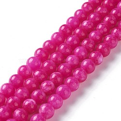 Natural White Jade Imitation Pink Sugilite Beads Strands, Round, Dyed, 8mm, Hole: 1mm, about 48pcs/strand, 15.16 inch(38.5cm)(X-G-I299-F11-8mm)