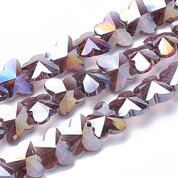 Electroplate Glass Beads, AB Color Plated, Faceted, Butterfly, Old Rose, 12x14.5x7.5mm, Hole: 1mm(EGLA-Q091-14mm-B04)