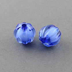 Transparent Acrylic Beads, Bead in Bead, Round, Pumpkin, Medium Blue, 20mm, Hole: 3mm, about 180pcs/500g(TACR-S089-20mm-12)