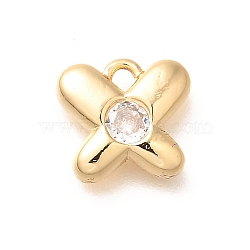 Brass Micro Pave Cubic Zirconia Charms, Cadmium Free & Nickel Free & Lead Free, Butterfly, Real 18K Gold Plated, 9x10x2.5mm, Hole: 1.5mm(KK-C085-24G)