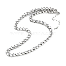 Rack Plating Brass Heart Link Chain Necklaces for Women, Long-Lasting Plated, Lead Free & Cadmium Free, Platinum, 16.18 inch(41.1cm)(NJEW-K382-14B-P)