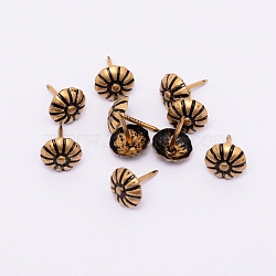 Iron Nails, Sofa Foam Nails, for Furniture Decoration, Flower, Antique Bronze, 17x12mm, Pin: 1.4mm(X-AJEW-WH0018-95AB)