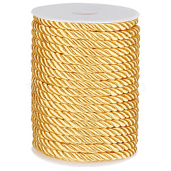 3-Ply Polyester Twisted Cords, Milan Cord, with Spool, Gold, 8mm, about 21.87 Yards(20m)/Roll(OCOR-WH0071-038B)