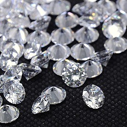 Diamond Shape Grade AAA Cubic Zirconia Cabochons, Faceted, Clear, 7mm(ZIRC-J013-01-7mm)