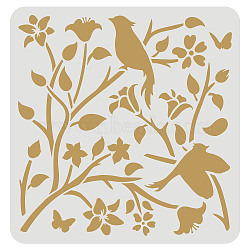 Large Plastic Reusable Drawing Painting Stencils Templates, for Painting on Scrapbook Fabric Tiles Floor Furniture Wood, Square, Bird Pattern, 300x300mm(DIY-WH0172-713)