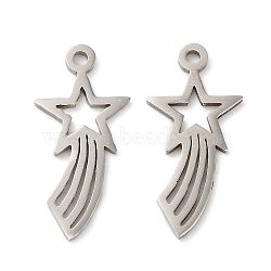 Non-Tarnish 201 Stainless Steel Pendants, Star Charm, Stainless Steel Color, 21x10x1mm, Hole: 1.4mm(STAS-A084-11P)