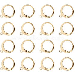 304 Stainless Steel Leverback Earring Settings, with Loop, Golden, 14.5x12mm, Hole: 1mm, Pin: 0.8x1mm, 50pcs/box, Square Plastic Bead Storage Container: 6.8x5.2x1.1cm(STAS-PH0018-33G)