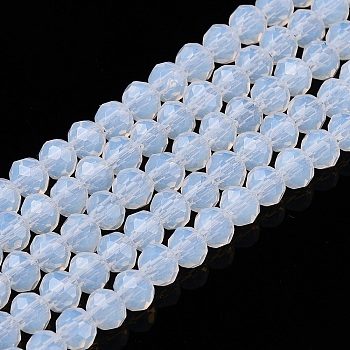 Glass Beads Strands, Imitation Jade, Faceted, Rondelle, Clear, 3.5~3.8x3mm, Hole: 0.8~1mm, about 105~110pcs/strand, 29~31cm