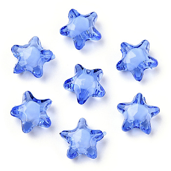Transparent Acrylic Beads, Bead in Bead, Star, Royal Blue, 12x11x8mm, Hole: 2mm, about 1200pcs/500g