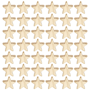 60Pcs Brass Beads, Star, Real 14K Gold Plated, 7x7.5x3mm, Hole: 1.6mm