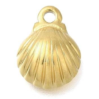 Ion Plating(IP) 304 Stainless Steel Charms, Shell Shapes Charm, Real 18K Gold Plated, 11.5x9x3mm, Hole: 1.4mm