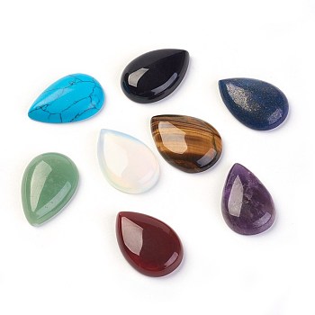 Mixed Gemstone Cabochons, teardrop, Mixed Stone, about 30mm long, 20mm wide, 7mm thick