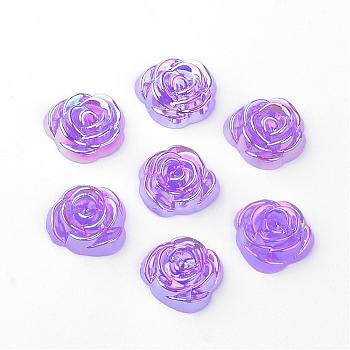 Acrylic Cabochons, AB Color Plated, Rose, Medium Purple, 15x14x5mm